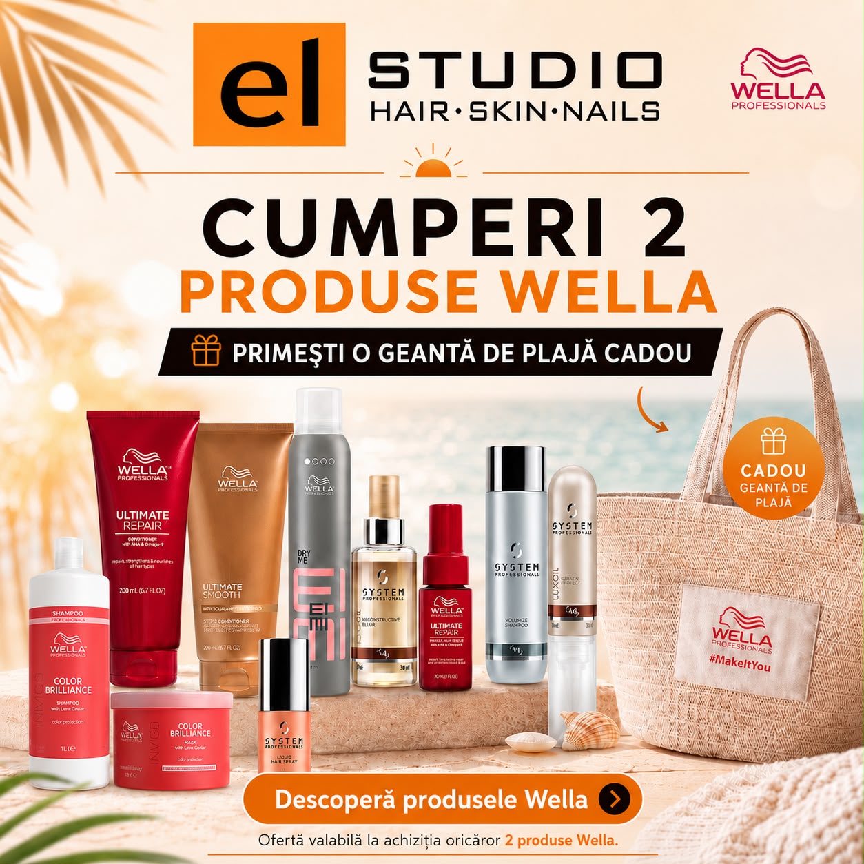 Oferta Wella Professionals pe shop.el-studio.ro: geanta de plaja cadou la 2 produse
