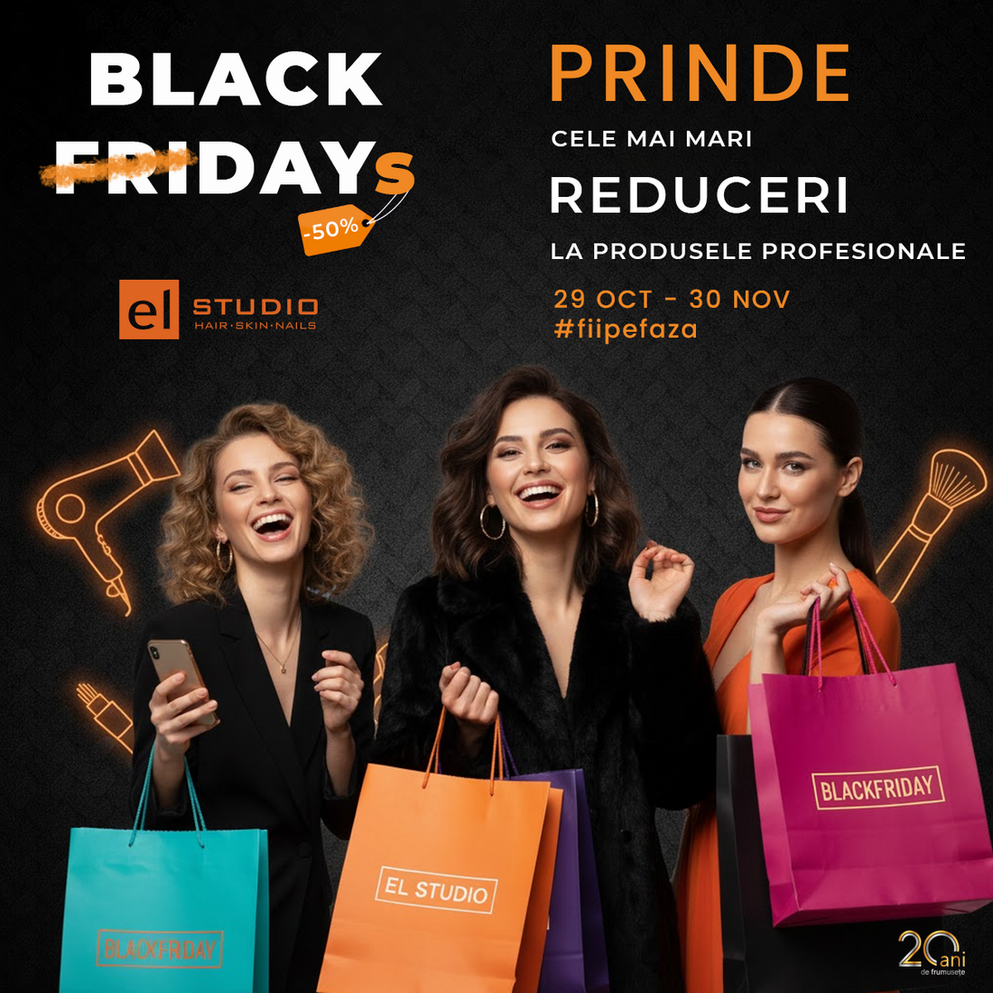 Reducerile de Black Friday continuă pe shop.el-studio.ro — timp limitat pentru cele mai bune oferte la produse profesionale de beauty