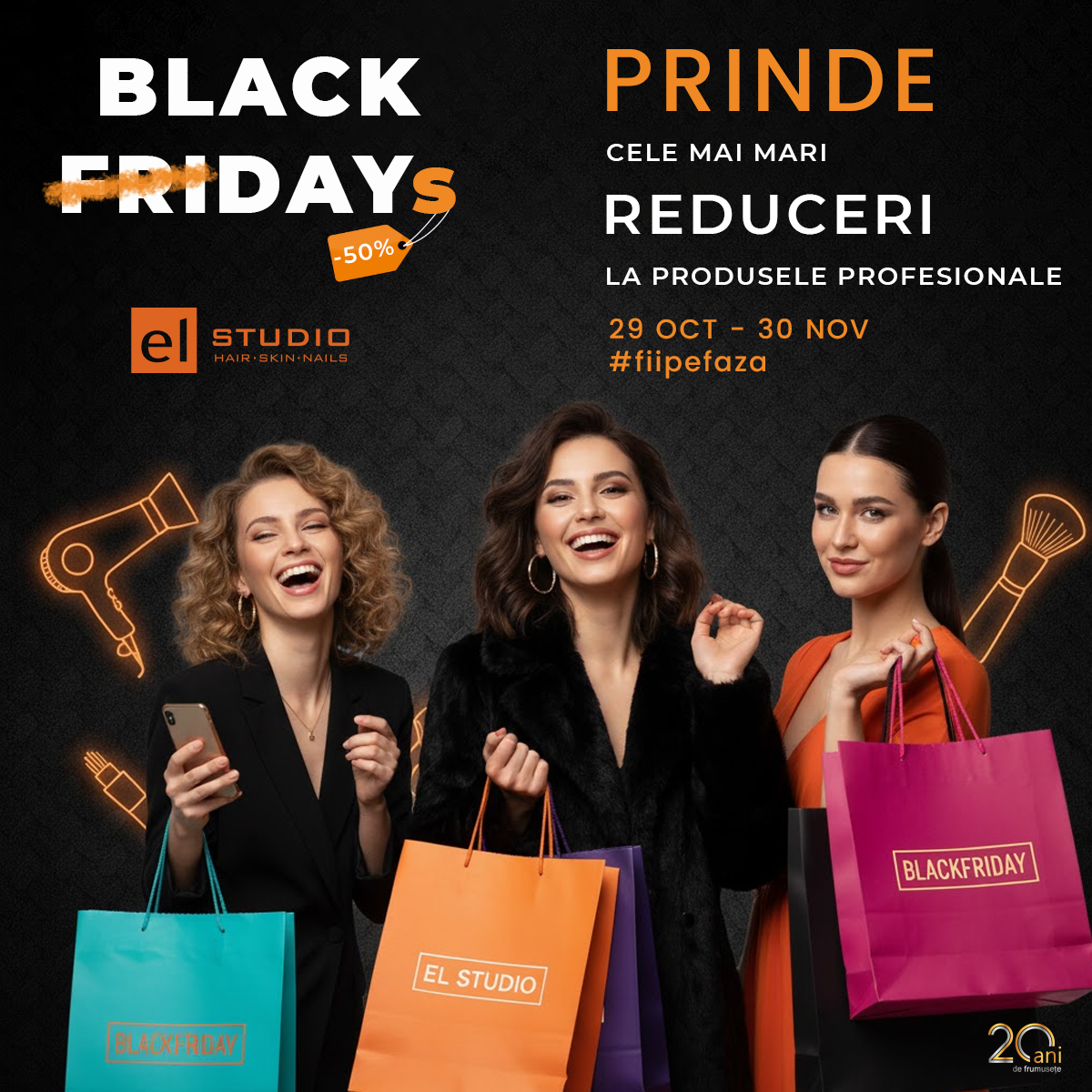 Reducerile de Black Friday continuă pe shop.el-studio.ro — timp limitat pentru cele mai bune oferte la produse profesionale de beauty