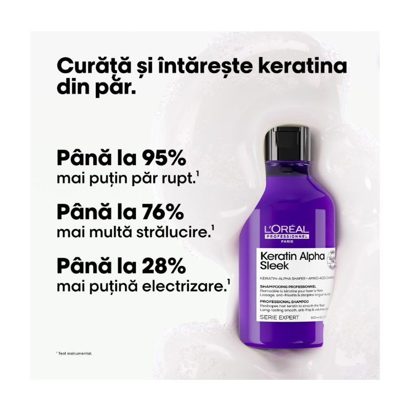 Sampon profesional pentru par matasos L’Oreal Professionnel Serie Expert Keratin Alpha Sleek 300ml