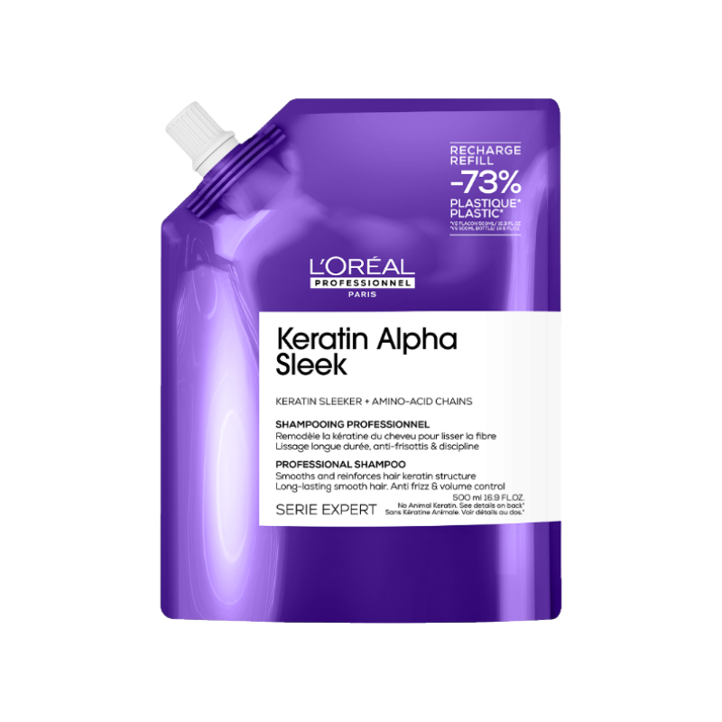 Rezerva sampon profesional pentru par matasos L’Oreal Professionnel Serie Expert Keratin Alpha Sleek 500ml