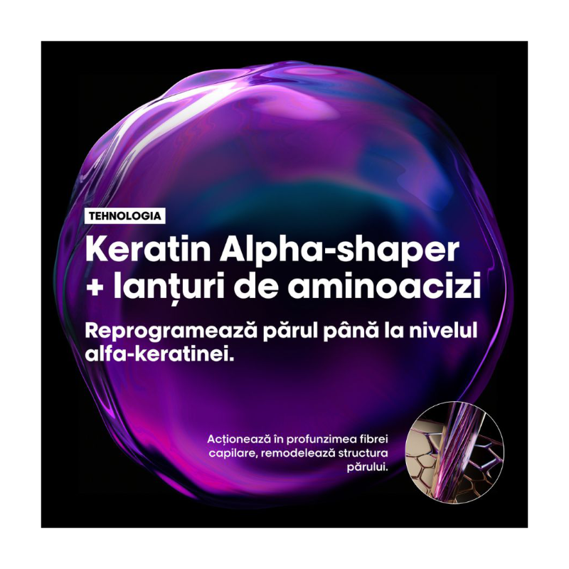 Masca profesionala pentru par matasos L’Oreal Professionnel Serie Expert Keratin Alpha Sleek 250ml