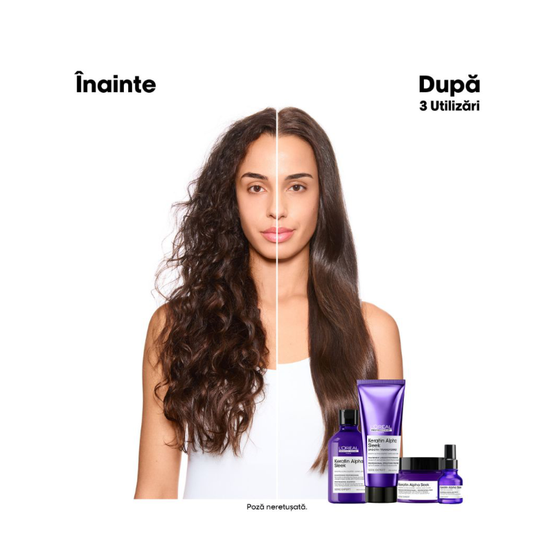 Masca profesionala pentru par matasos L’Oreal Professionnel Serie Expert Keratin Alpha Sleek 500ml