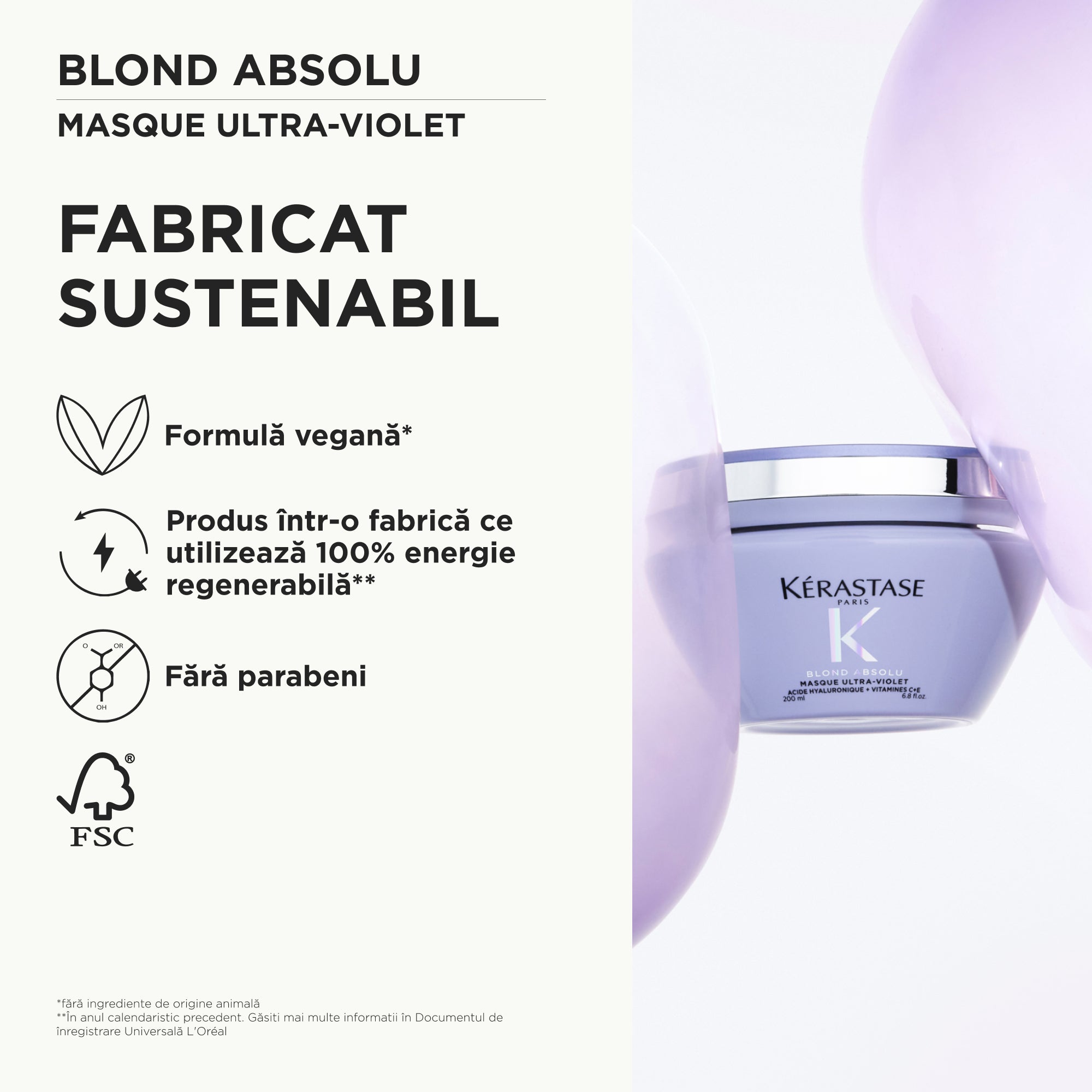 Masca pentru neutralizarea tonurilor galbene Kerastase Blond Absolu Masque Ultra-Violet 200ml