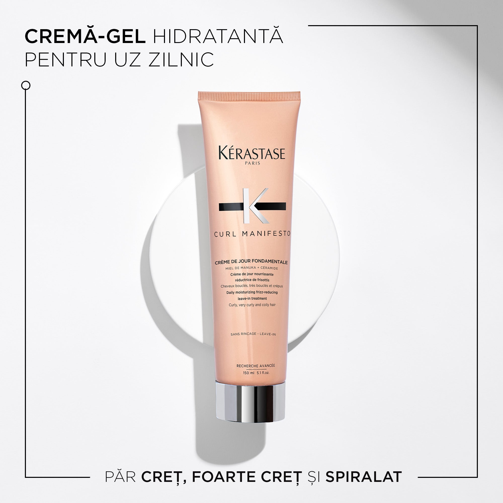 Leave-in Kérastase CURL MANIFESTO Crème De Jour Fondamentale Crema fara clatire pentru par ondulat si cret 150 ml