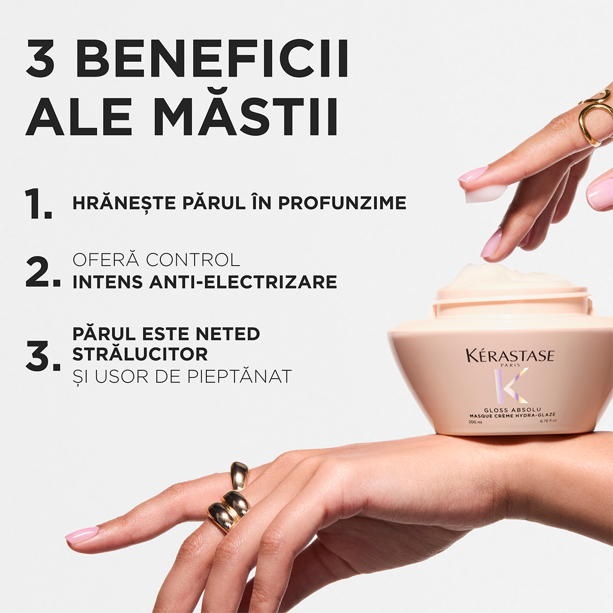 Masca Kérastase Gloss Absolu Masque Crème Hydra-Glaze pentru par gros predispus la electrizare 200 ml