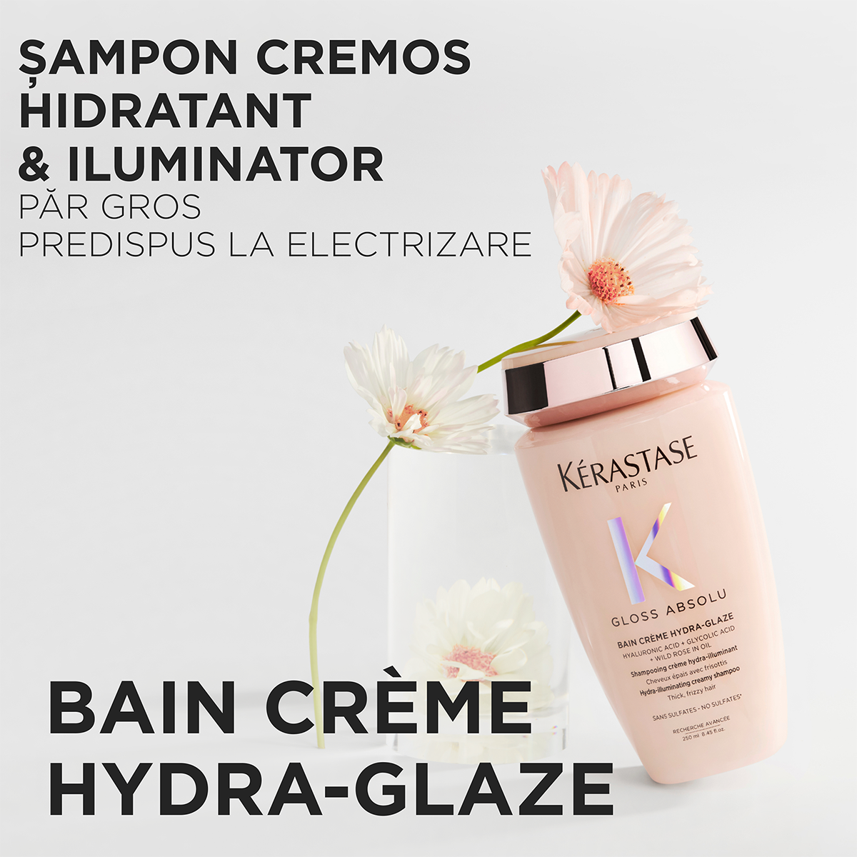 Sampon Kérastase Gloss Absolu Bain Crème Hydra-Glaze pentru par gros predispus la electrizare 250 ml