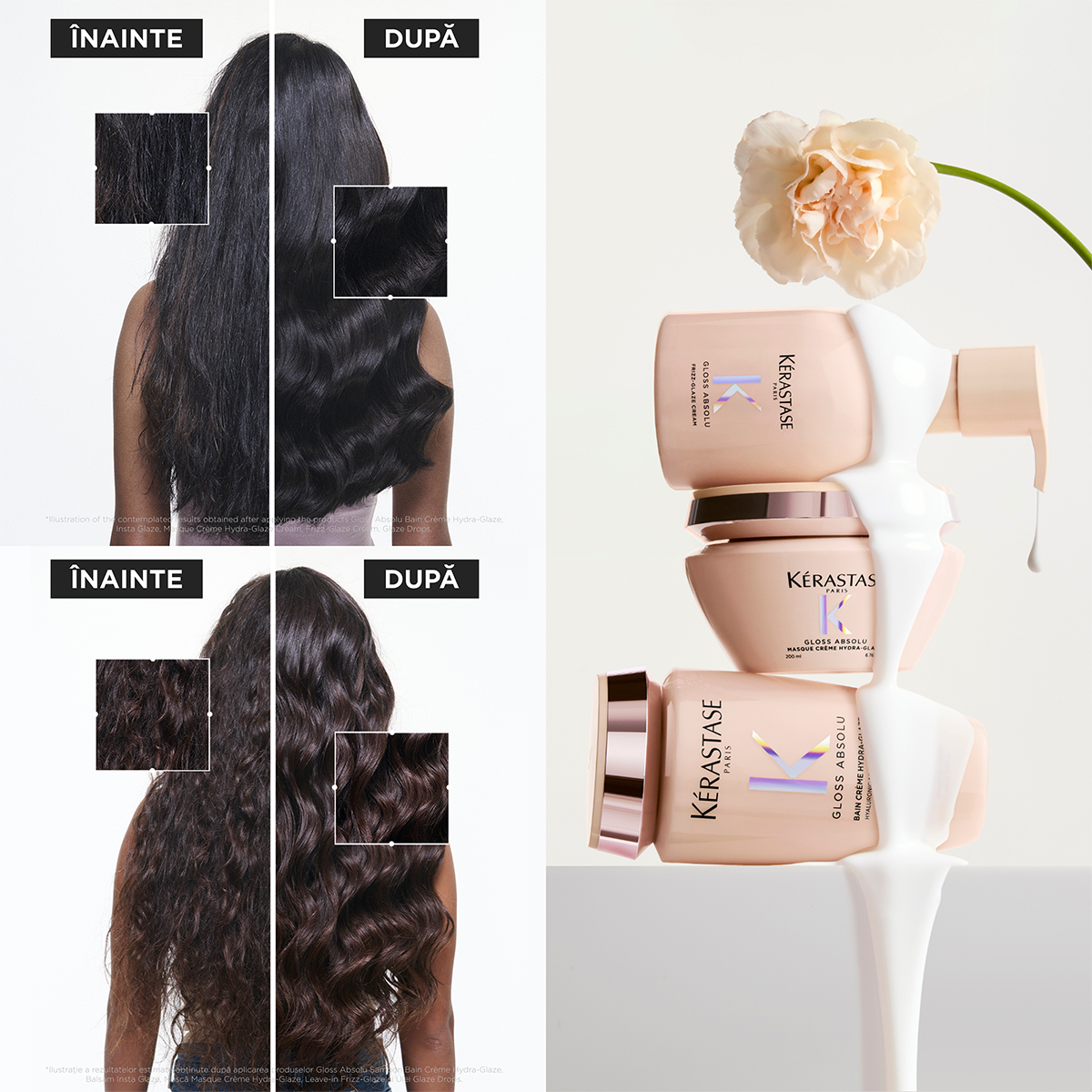 Sampon Kérastase Gloss Absolu Bain Crème Hydra-Glaze pentru par gros predispus la electrizare 250 ml