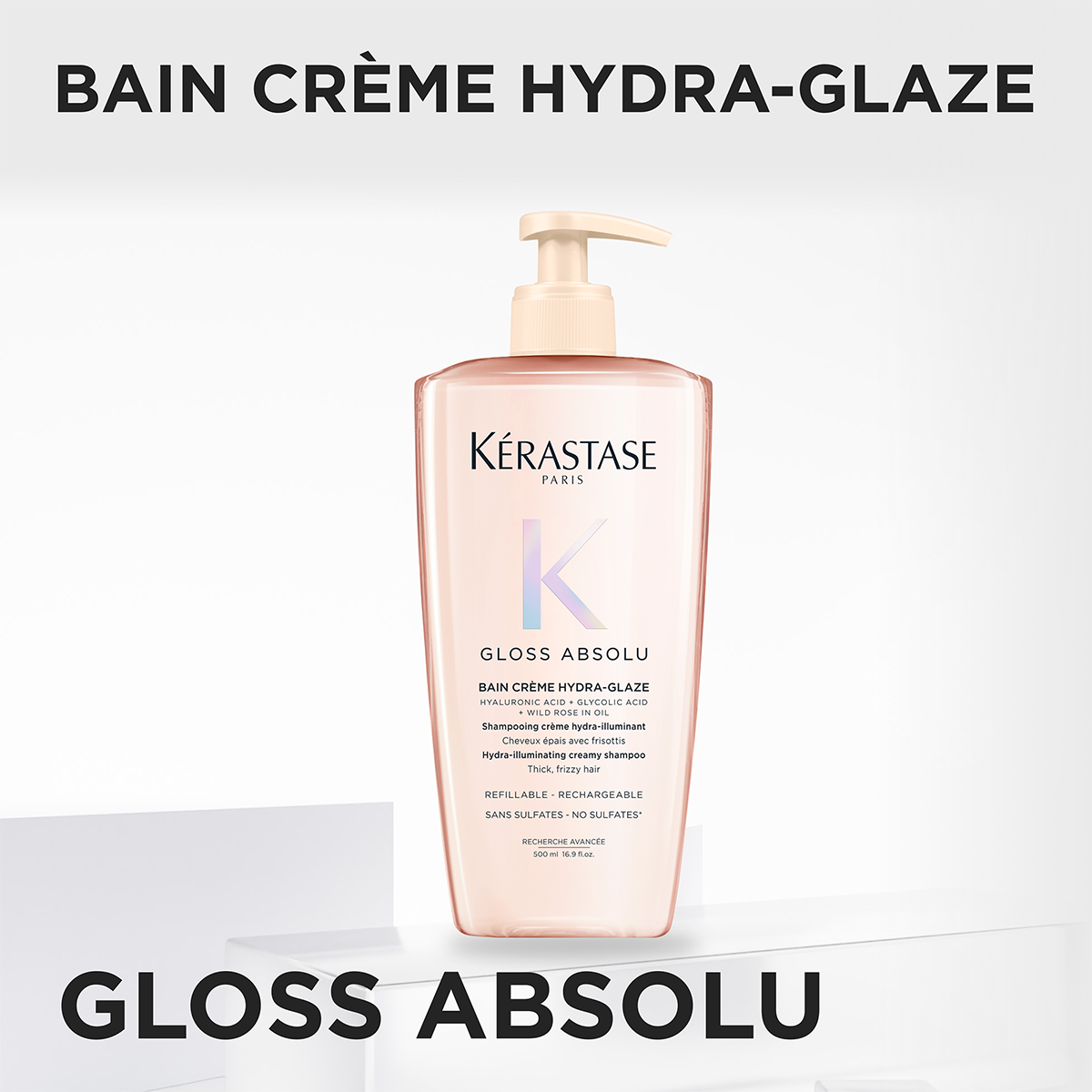 Sampon Kérastase Gloss Absolu Bain Crème Hydra-Glaze pentru par gros predispus la electrizare 500 ml
