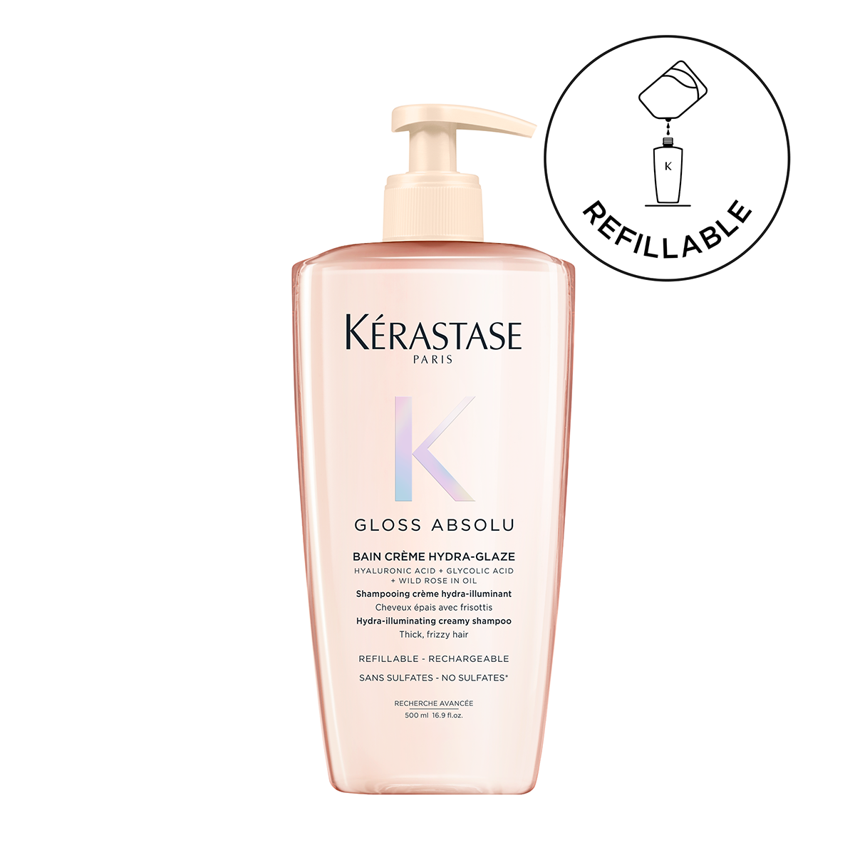 Sampon Kérastase Gloss Absolu Bain Crème Hydra-Glaze pentru par gros predispus la electrizare 500 ml