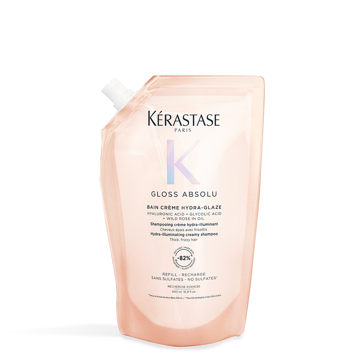 Rezerva Sampon Kérastase Gloss Absolu Bain Crème Hydra-Glaze pentru par gros predispus la electrizare 500 ml