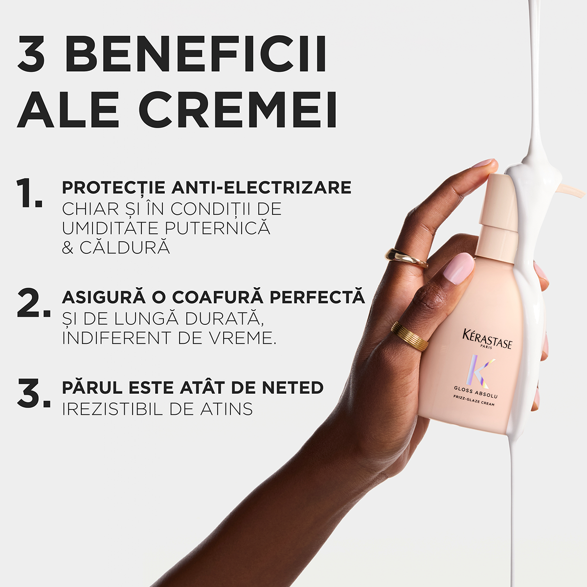 Leave-in cremos anti-frizz Kérastase Gloss Absolu pentru par gros predispus la electrizare 240 ml