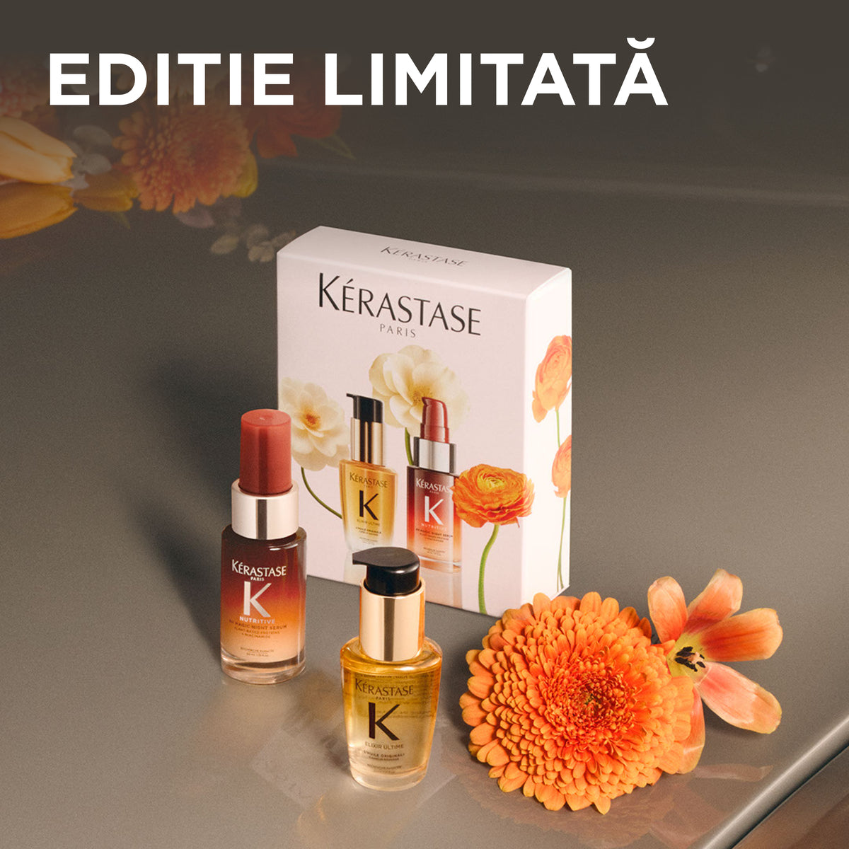 Set Kérastase MINI EMBLEMATIC Spring 2026 Serum Elixir Ultime L’HUILE ORIGINALE 30 ml + 8H MAGIC NIGHT SERUM 30 ml