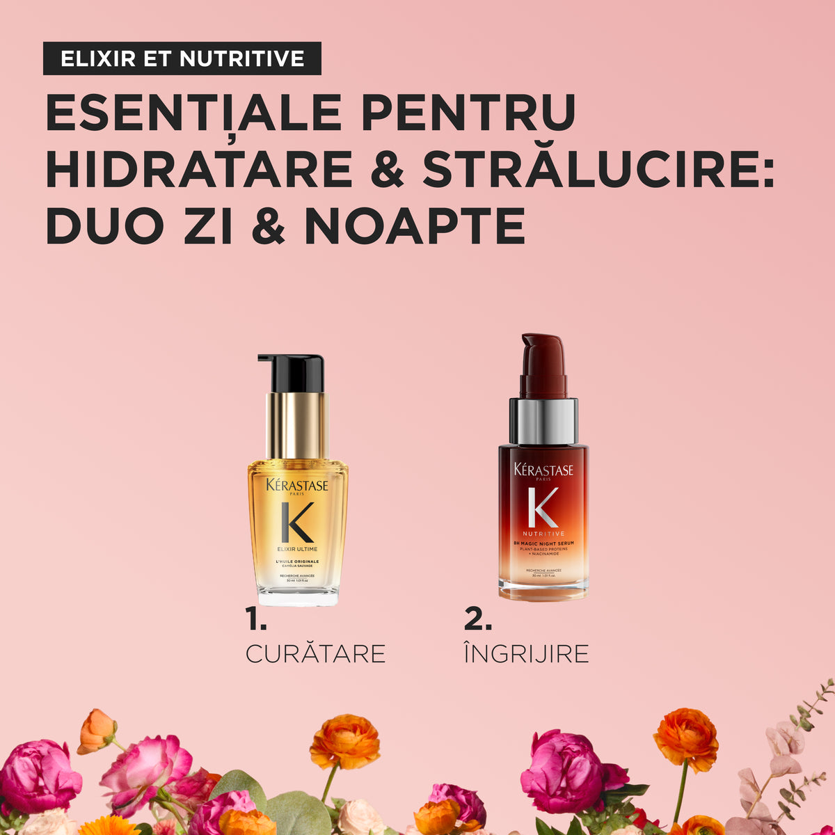 Set Kérastase MINI EMBLEMATIC Spring 2026 Serum Elixir Ultime L’HUILE ORIGINALE 30 ml + 8H MAGIC NIGHT SERUM 30 ml