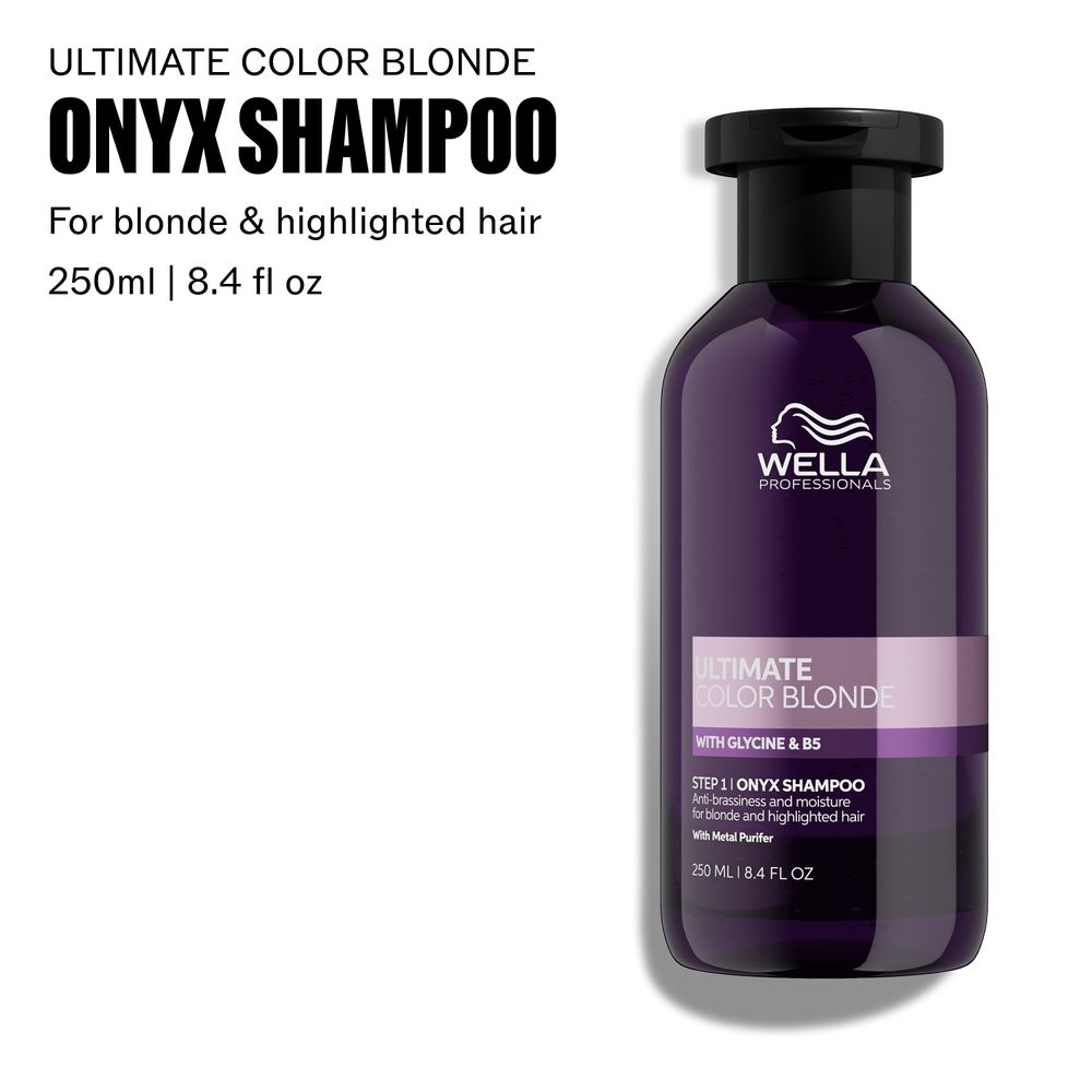 Sampon pentru Par Blond si Decolorat cu Pigmenti Violeti de Neutralizare a Tonurilor Galbene - Wella Professionals Ultimate Color Blonde, 250 ml