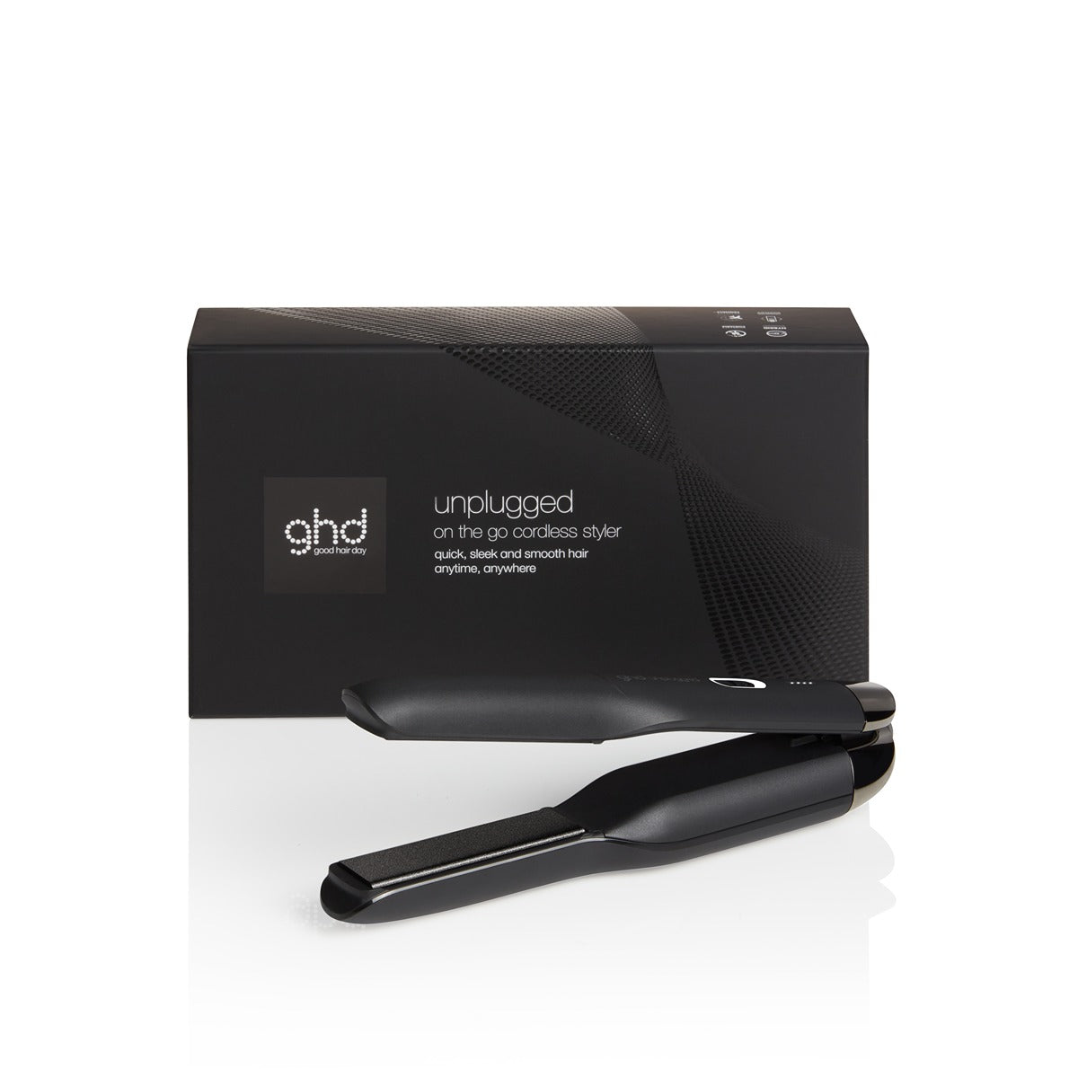 Placa de par profesionala fara fir cu tehnologie Hybrid Co-Lithium GHD Unplugged, Negru