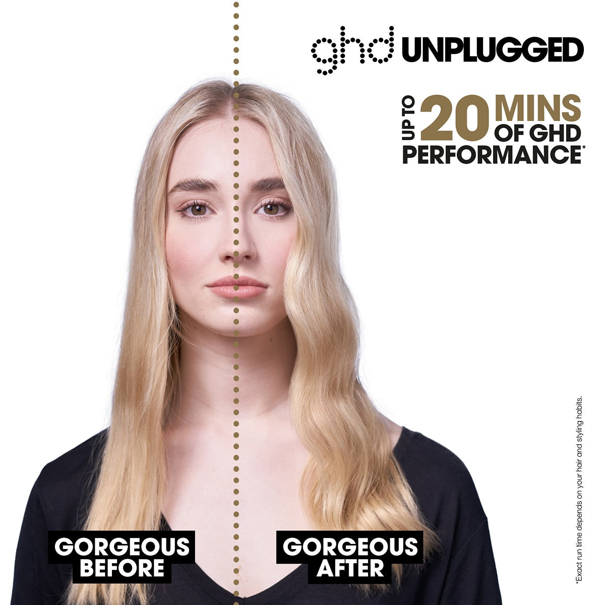 Placa de par profesionala fara fir cu tehnologie Hybrid Co-Lithium GHD Unplugged, Negru