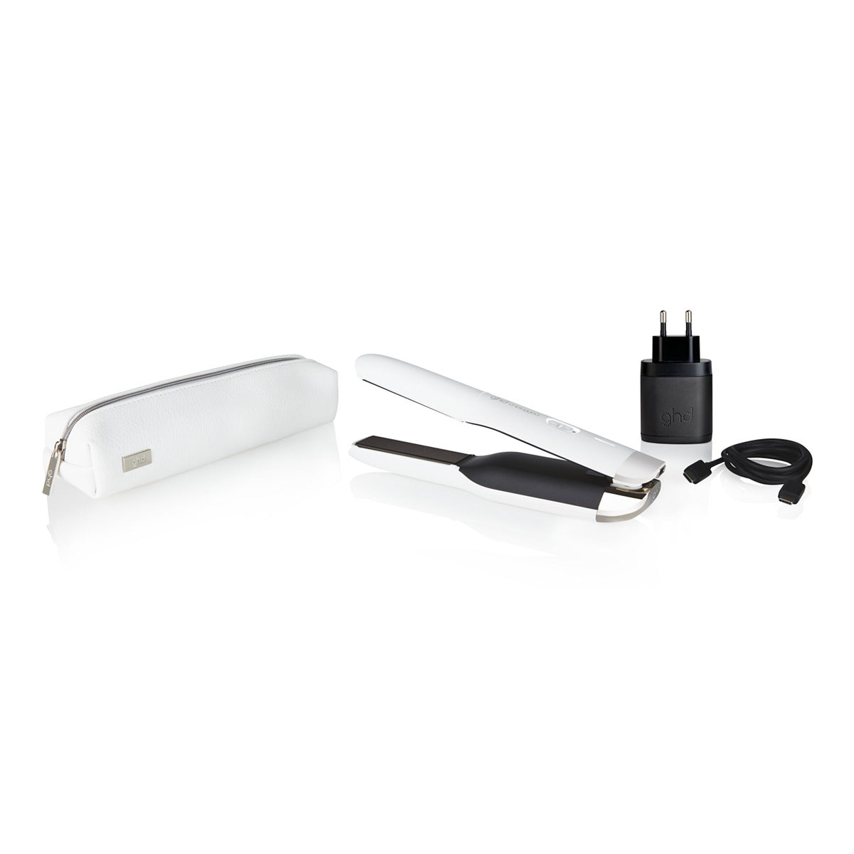 Placa de par profesionala fara fir cu tehnologie Hybrid Co-Lithium GHD Unplugged, Alb