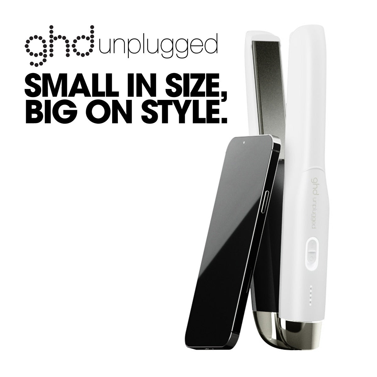 Placa de par profesionala fara fir cu tehnologie Hybrid Co-Lithium GHD Unplugged, Alb
