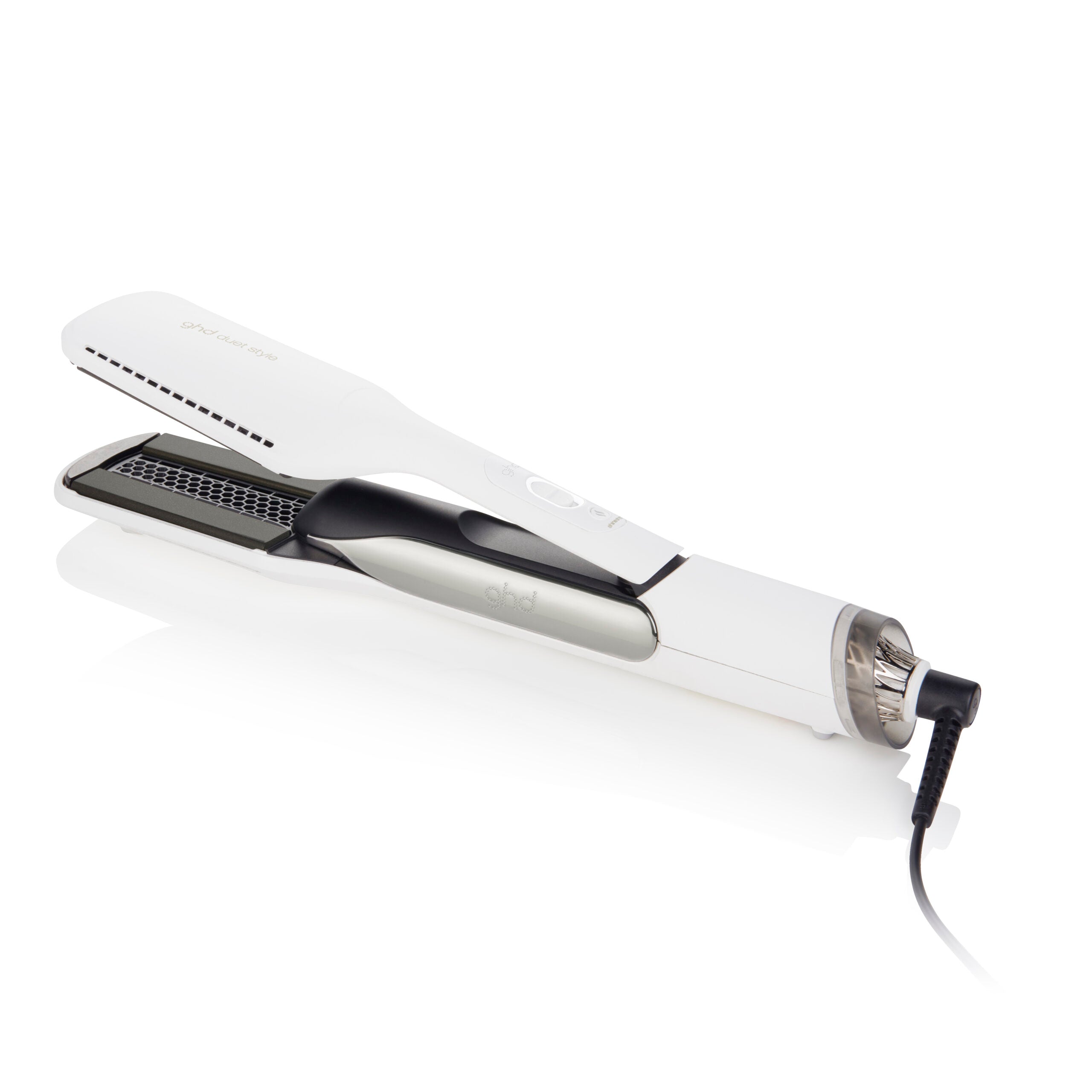 Placa de par profesionala cu aer cald 2-in-1 pentru uscare si coafare GHD Duet Style, Alb