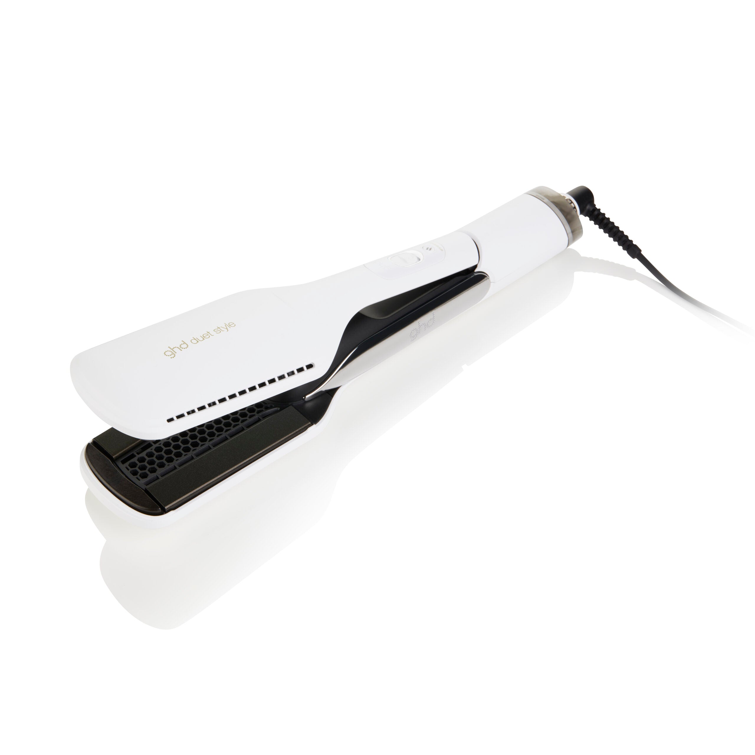 Placa de par profesionala cu aer cald 2-in-1 pentru uscare si coafare GHD Duet Style, Alb