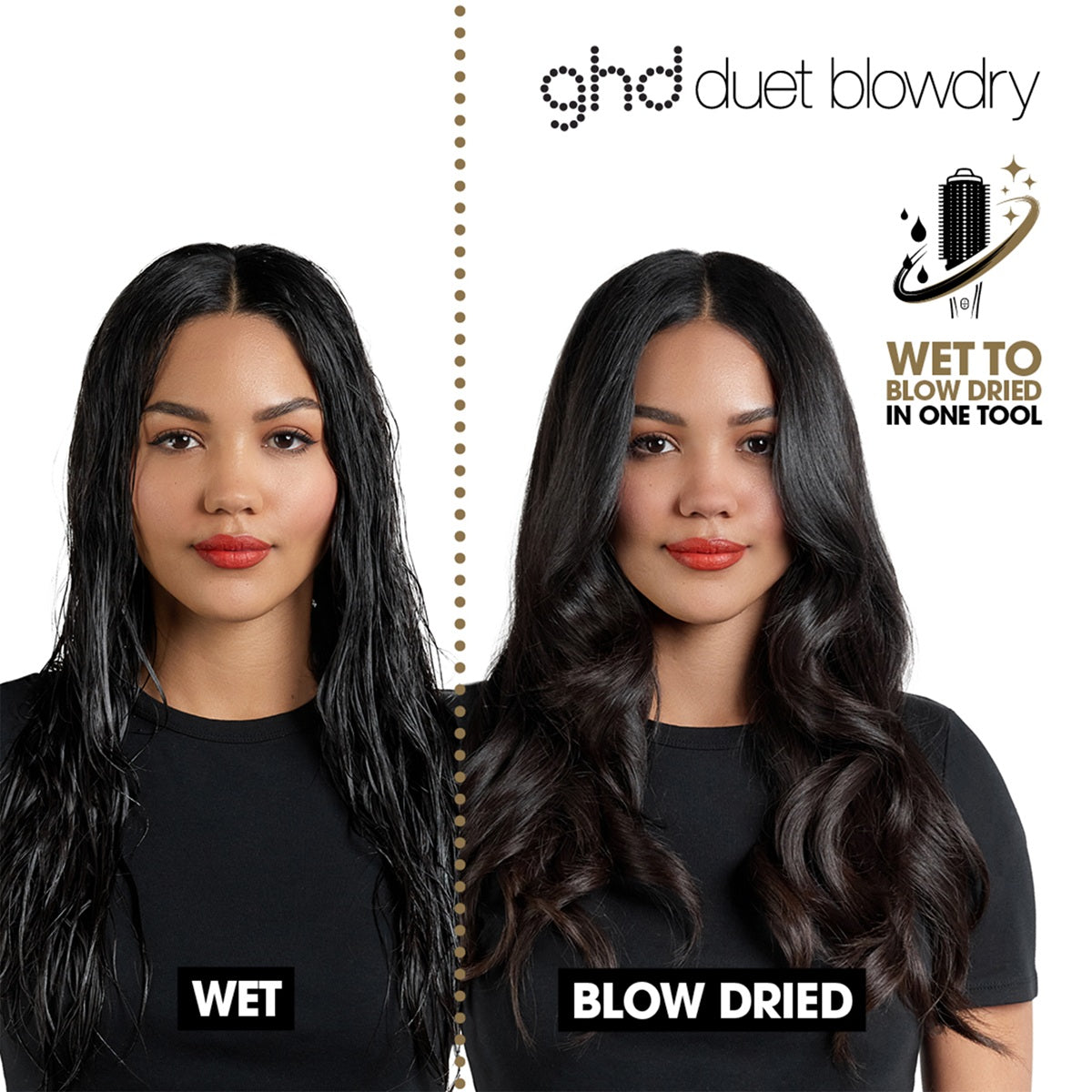 Perie de par electrica profesionala 2-in-1 pentru uscare si coafare GHD Duet Blowdry, Alb