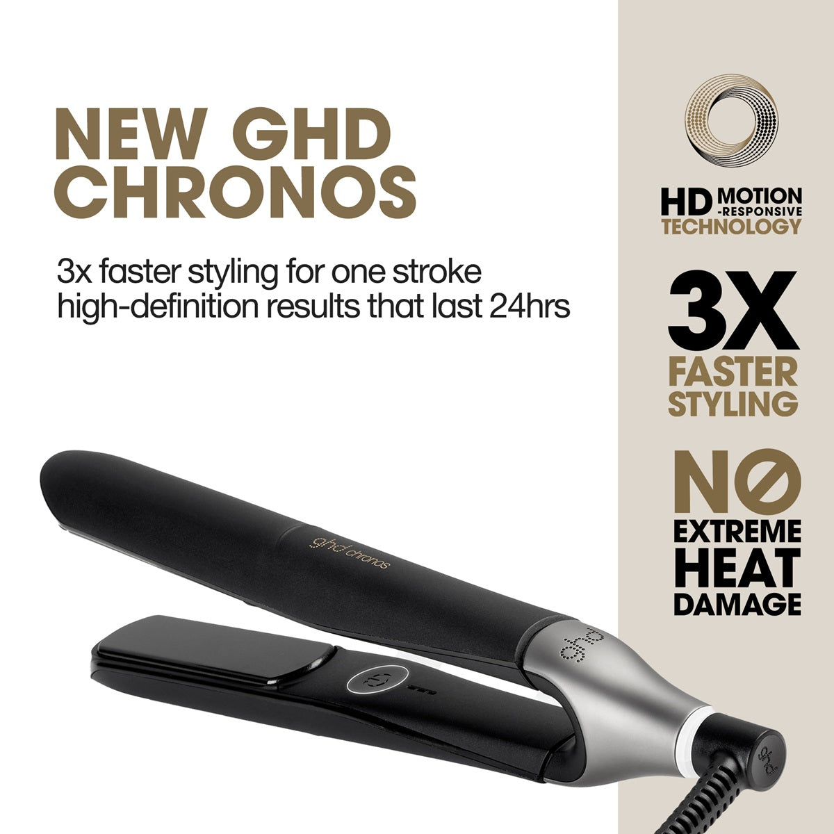 Placa de par profesionala GHD Chronos cu Tehnologia HD Motion-Responsive