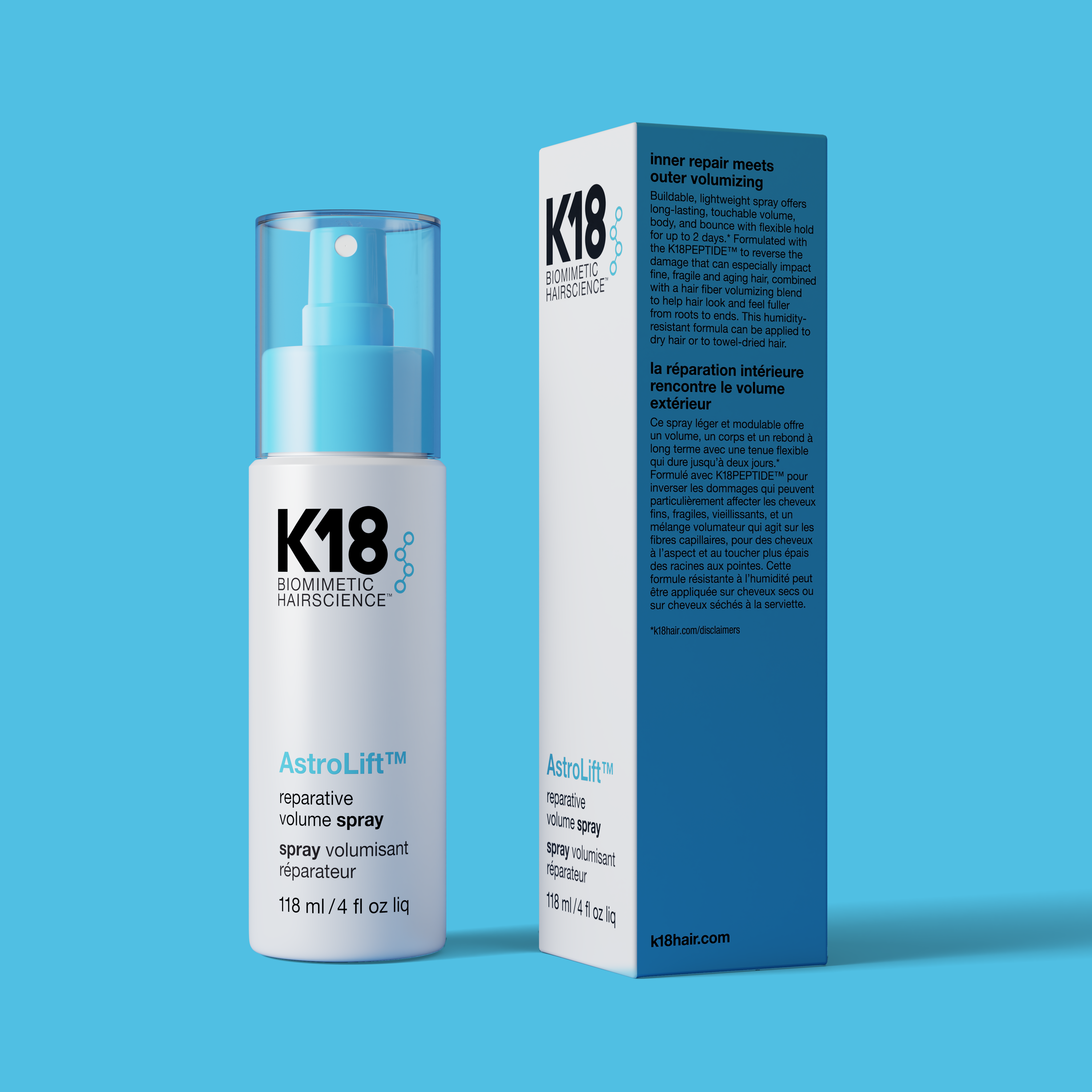 Spray de par K18 Astrolift, reparator, pentru volum, 118ml