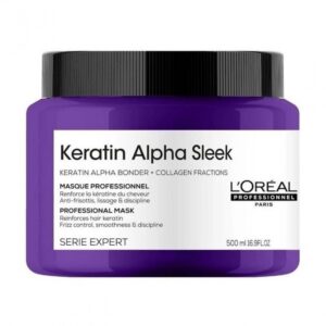 Masca profesionala pentru par matasos L’Oreal Professionnel Serie Expert Keratin Alpha Sleek 500ml