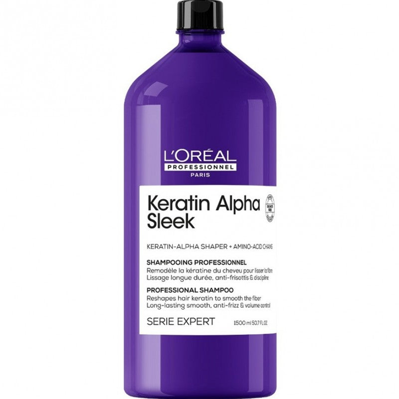 Sampon profesional pentru par matasos L’Oreal Professionnel Serie Expert Keratin Alpha Sleek 1500ml