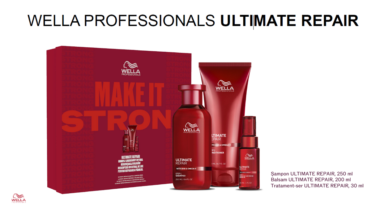 Set Wella Professionals Ultimate Repair – Șampon 250 ml, Balsam 200 ml și Ser Miracle Rescue 30 ml