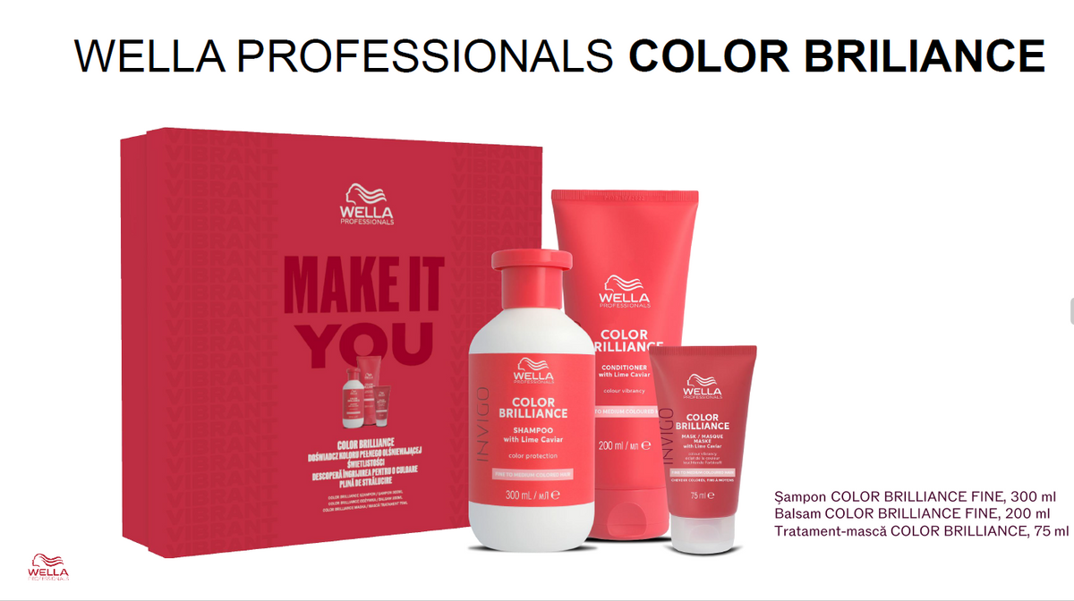 Set Wella Professionals Invigo Color Brilliance – Șampon 300 ml, Balsam 200 ml și Mască 75 ml pentru păr vopsit