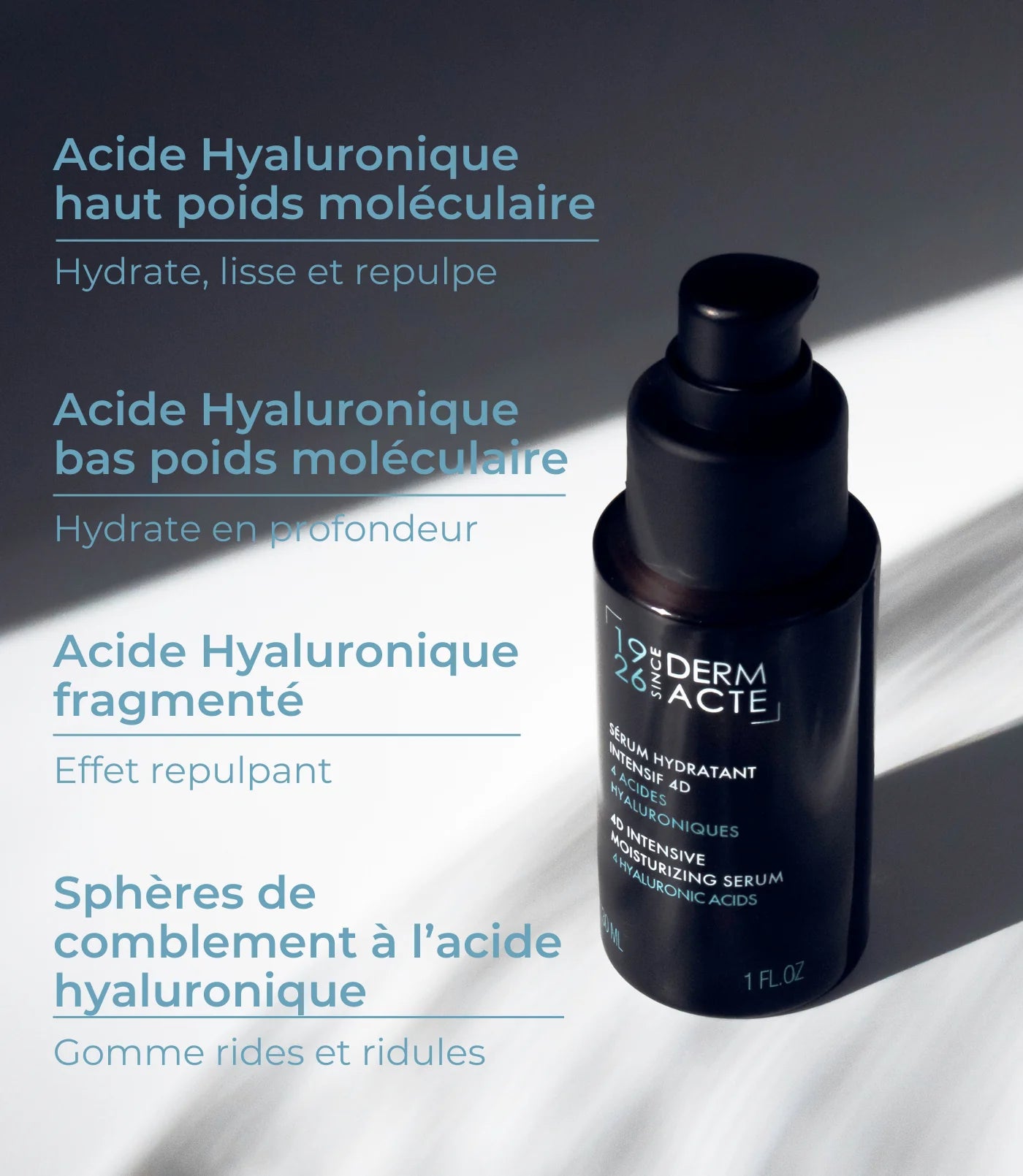Ser hidratant cu acid hialuronic Academie Derm Acte Serum Hydratant Intensif 4D 50ml