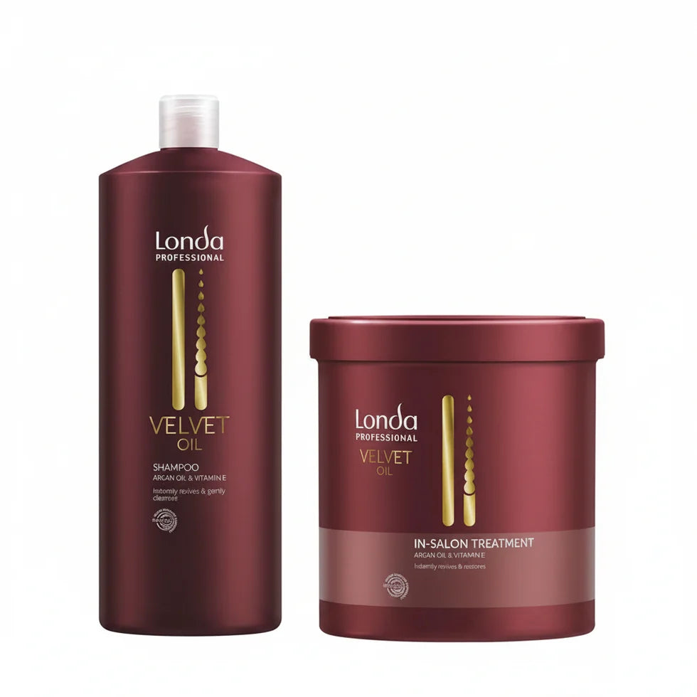 Set Londa Velvet Oil Sampon 1000ml & Masca 750ml - Pachet Hidratant cu Ulei de Argan