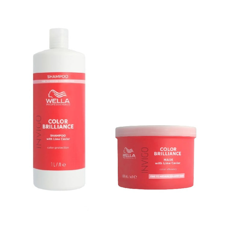 Set Wella Invigo Brilliance pentru par vopsit: Sampon 1000ml + Masca 500ml