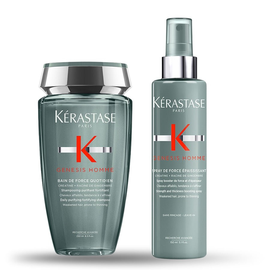 Set impotriva caderii parului Kerastase Homme - Bain de Force Quotidien 250ml + Spray de Force 150ml