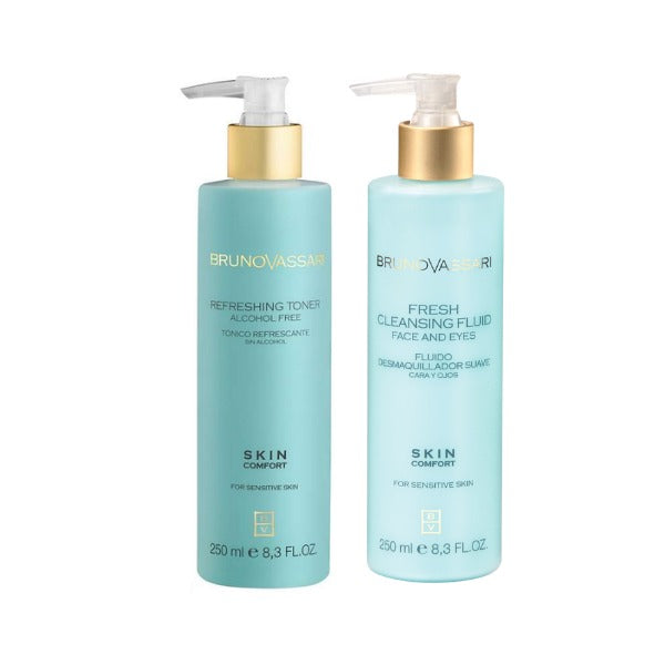 Set hidratare Bruno Vassari: Fresh Cleansing Fluid 250ml + Refreshing Toner 250ml