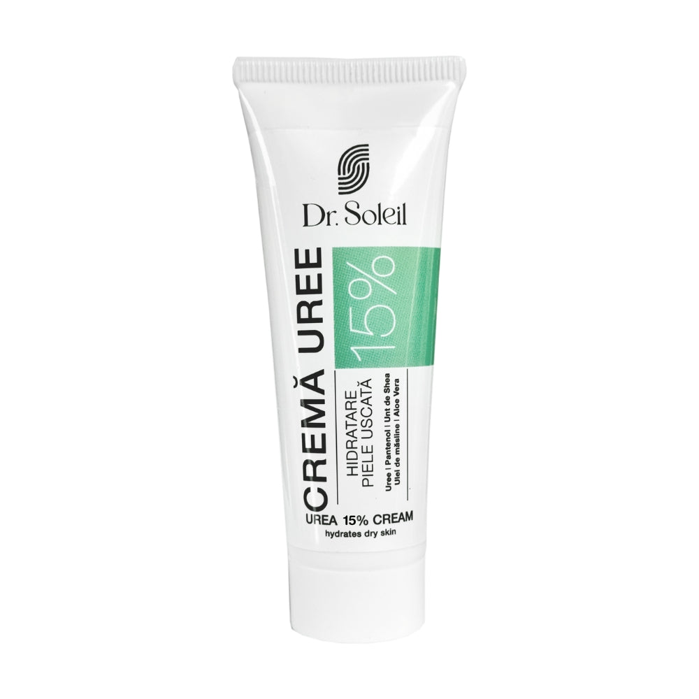 Crema Uree 15% cu Pantenol, Unt de Shea, Ulei de Masline si Aloe Vera, 50 ml, Dr. Soleil
