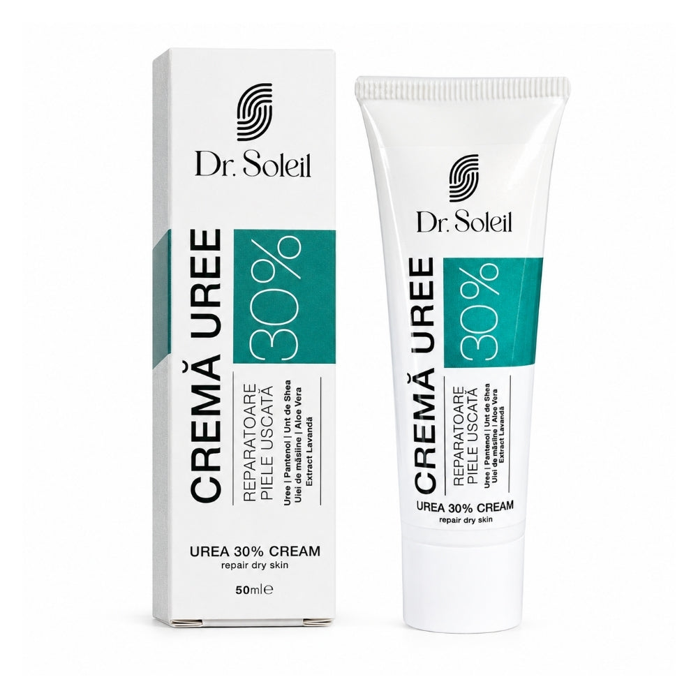 Crema Uree 30% cu Unt de Shea, Ulei de Masline, Aloe Vera si Extract de Lavanda, 50 ml, Dr. Soleil