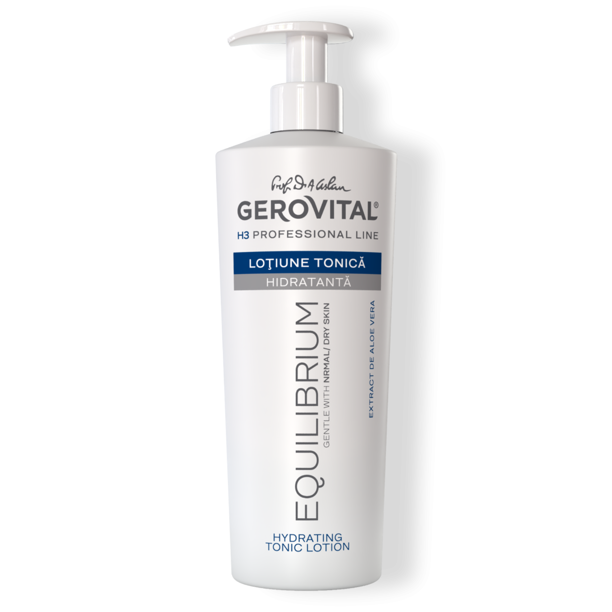 Loțiune Tonică Hidratantă cu Aloe Vera pentru Ten Uscat sau Sensibil, Gerovital H3 Equilibrium, 500 ml