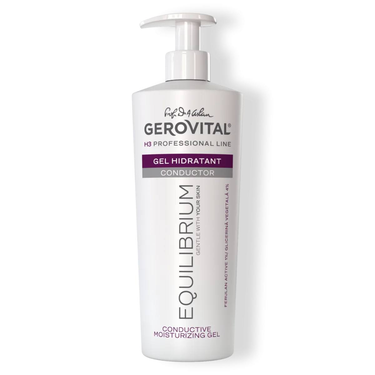 Gel Hidratant Conductor pentru Toate Tipurile de Ten cu Ferulan Active 1% și Glicerină 4%, Gerovital H3 Equilibrium, 500 ml