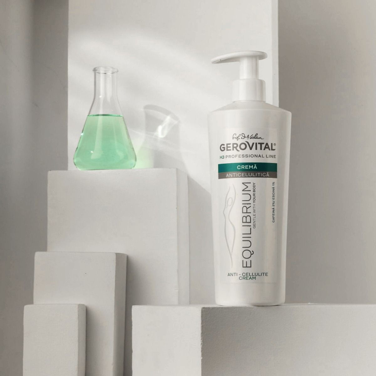 Cremă Anticelulitică Profesională cu Cafeină și Escină pentru Masaj, Gerovital H3 Equilibrium, 500 ml