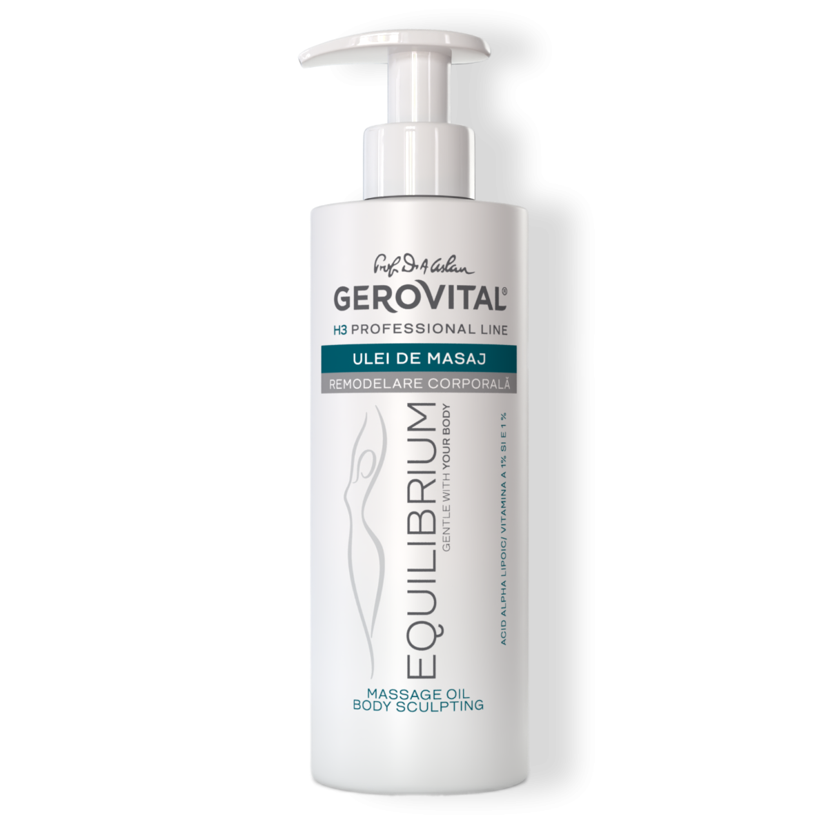 Ulei de Masaj Remodelare Corporală pentru Tonifiere și Fermitate cu Uleiuri Nutritive, Gerovital H3 Equilibrium, 400 ml
