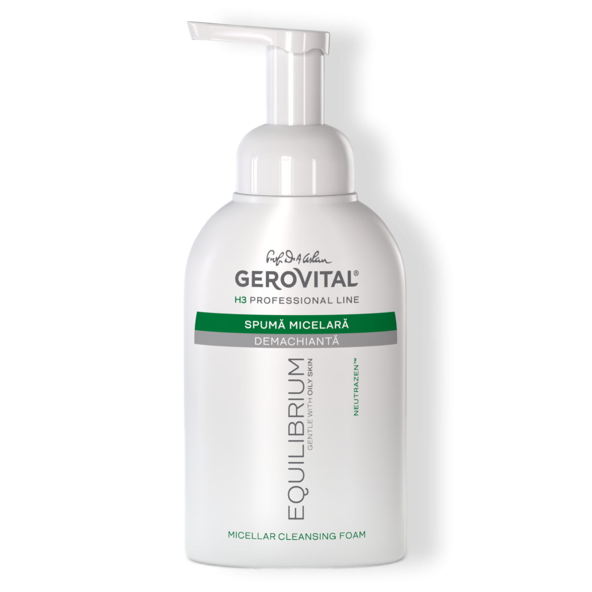 Spumă Micelară Demachiantă pentru Curățare Delicată, pentru Toate Tipurile de Ten, Gerovital H3 Equilibrium, 300 ml