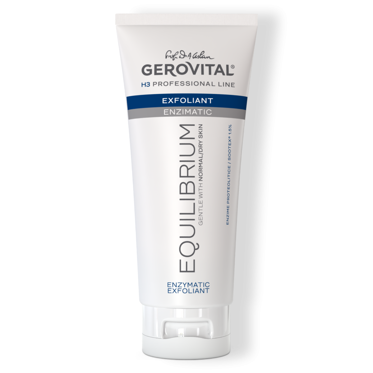 Exfoliant Enzimatic pentru Peeling, pentru Ten Uscat, Sensibil sau Normal cu Papaină și Sootex™, Gerovital H3 Equilibrium, 200 ml