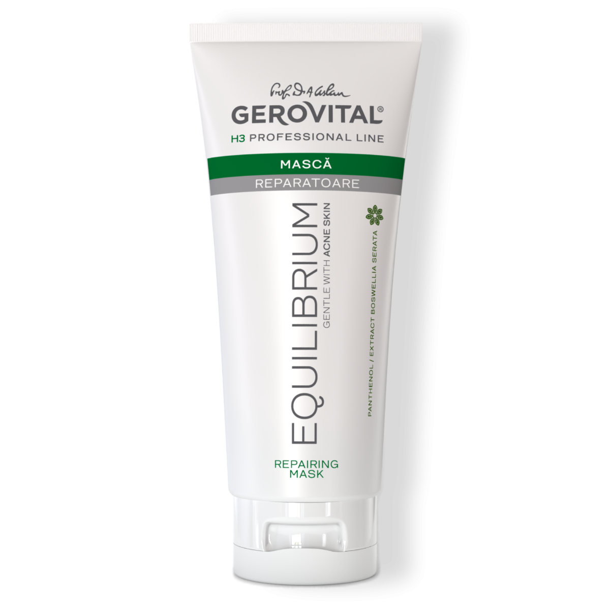 Mască Reparatoare cu Panthenol pentru Calmarea Tenului Gras sau Acneic, Gerovital H3 Equilibrium, 200 ml
