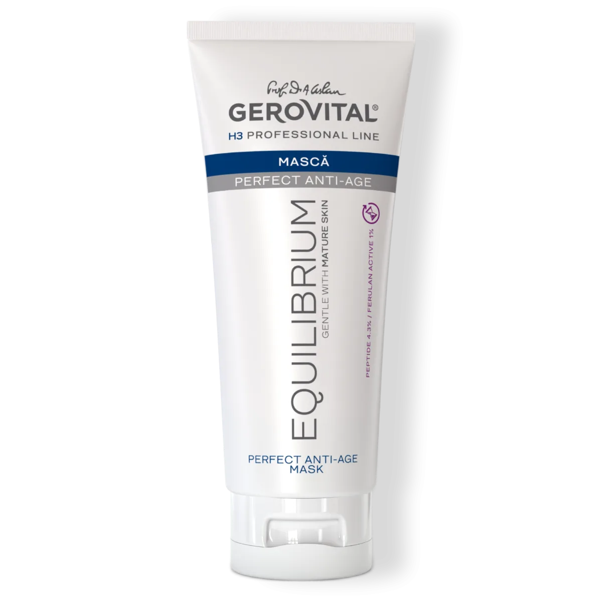 Mască Perfect Anti-Age Antirid și Fermitate pentru Ten Matur și Uscat cu Peptide 4%, Gerovital H3 Equilibrium, 200 ml