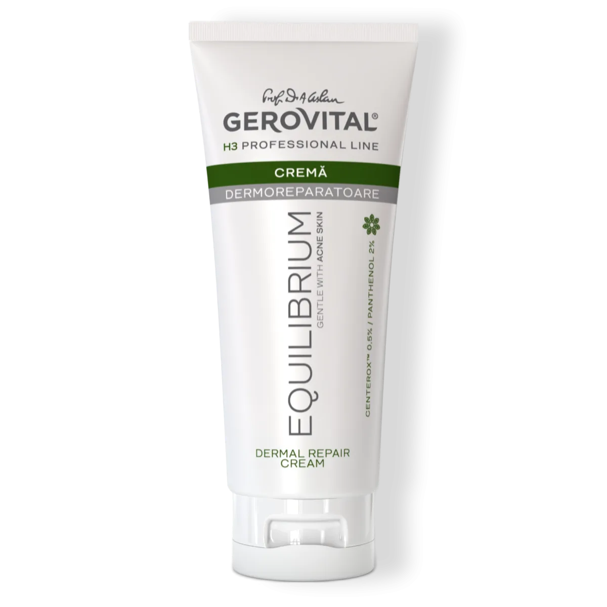 Cremă Dermoreparatoare pentru Ten Acneic cu Centerox™ și Panthenol, Reparare Accelerata pentru Pielea Iritată, Gerovital H3 Equilibrium, 100 ml