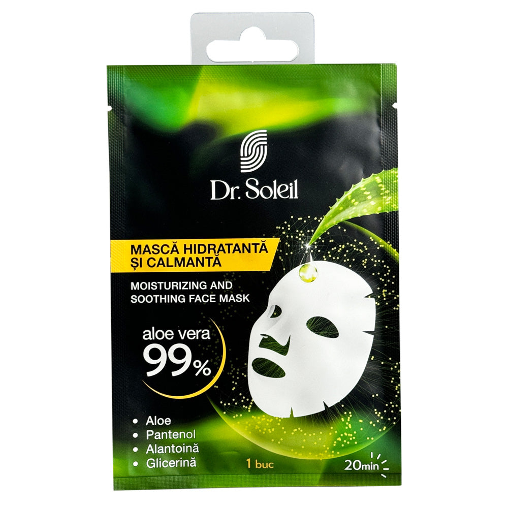 Mască față hidratantă și calmantă, 99% Aloe Vera, Dr. Soleil