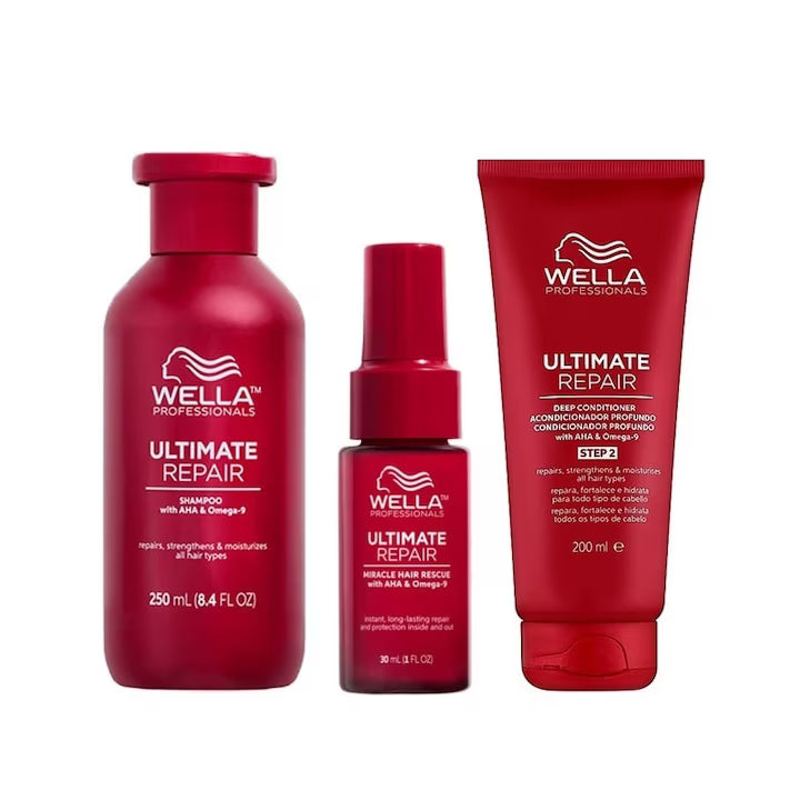 Set Wella Professionals Ultimate Repair – Șampon 250 ml, Balsam 200 ml și Ser Miracle Rescue 30 ml